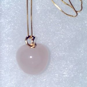 Boho Rose Quartz Apple 🍎 Gold Plated over Sterling Silver 16” Neckla…